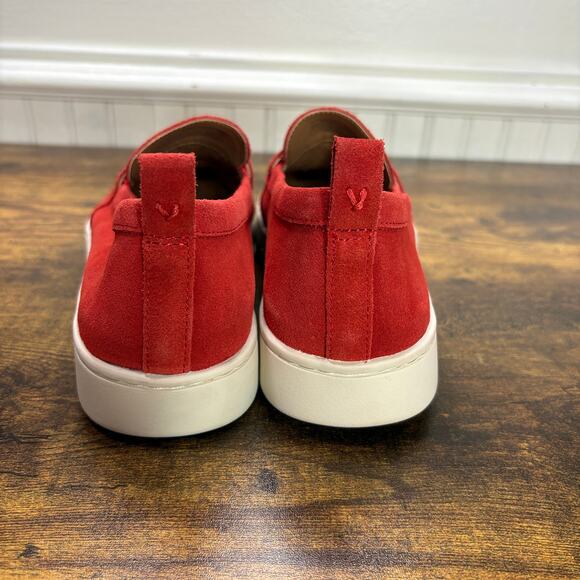 Vionic Women Size 9 Shoes Uptown Penny Loafers Red Suede Flexible Comfort Travel - Picture 4 of 8